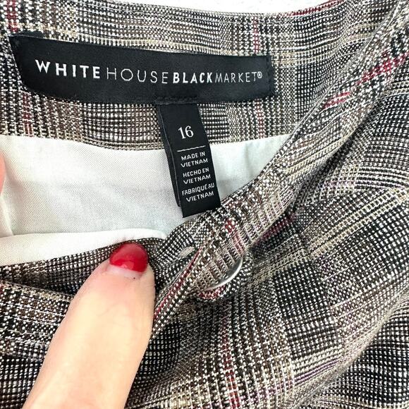White House Black Market Plaid Pencil Skirt Size 16 Rayon Blend Preppy Classic - Picture 3 of 5